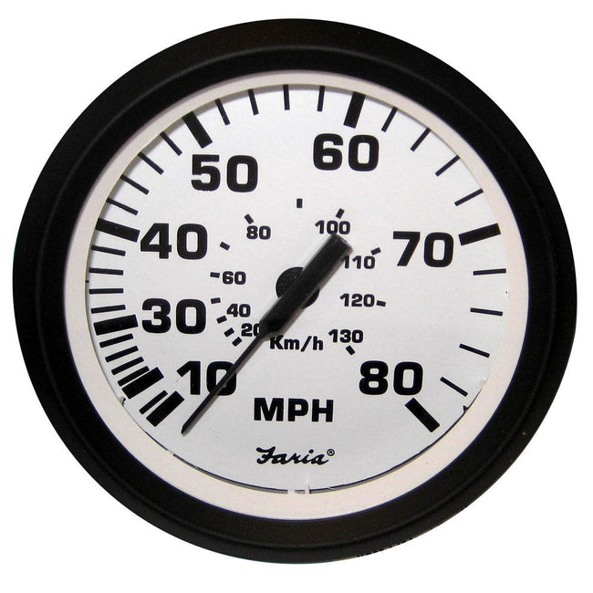 Faria Euro White 4" Speedometer - 80MPH (Pitot) [32910] - Rough Seas Marine