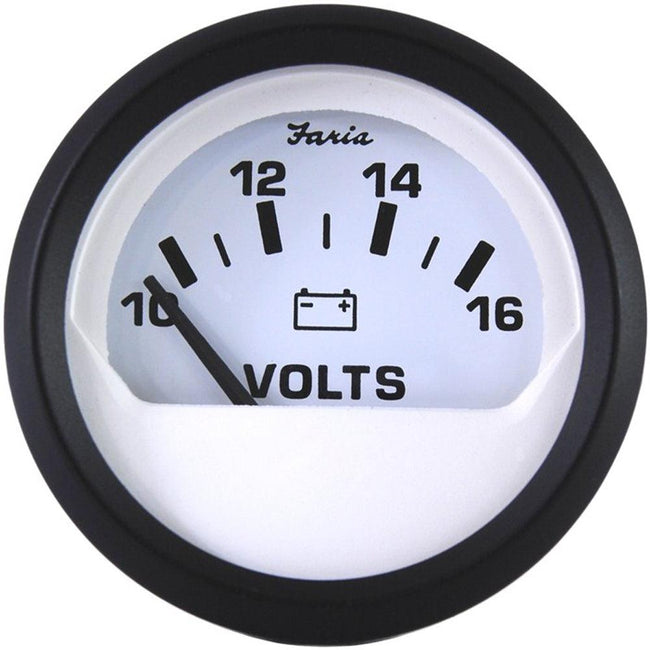Faria Euro White 2" Voltmeter (10-16 VDC) [12911] - Rough Seas Marine