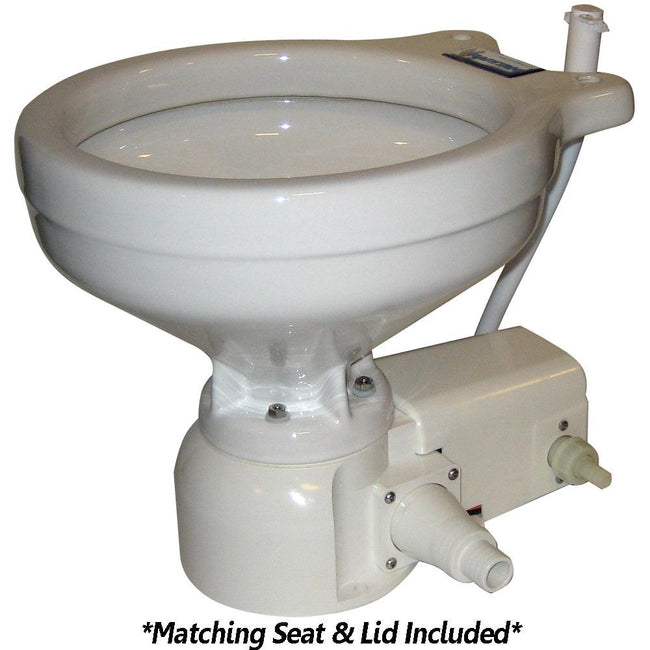 Raritan Sea Era Toilet - Marine Size - Freshwater Solenoid - Straight  90 Discharge - Smart Toilet Control - 12v [162MF012] - Rough Seas Marine