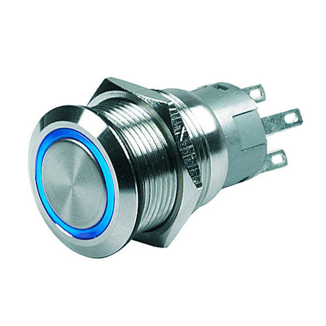 Marinco Push Button Switch - 24V Latching On/Off - Blue LED [80-511-0007-01] - Rough Seas Marine