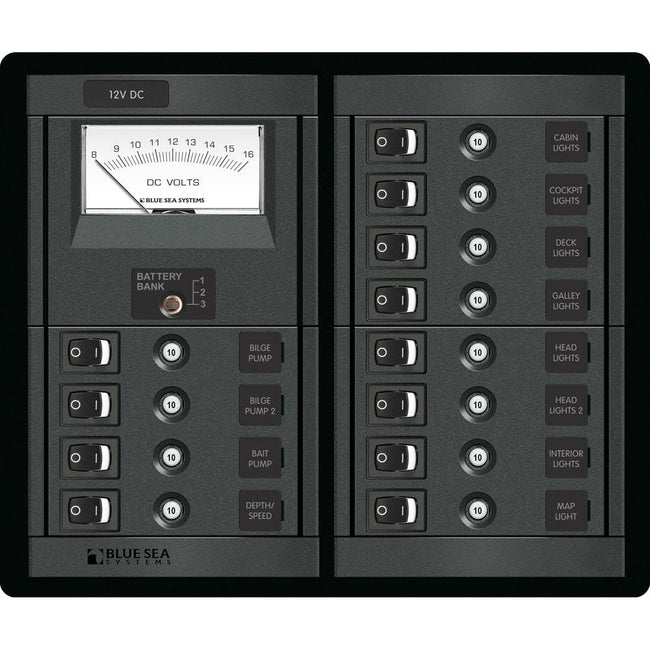 Blue Sea 1464 12 Position Switch CLB + Meter Square [1464] - Rough Seas Marine