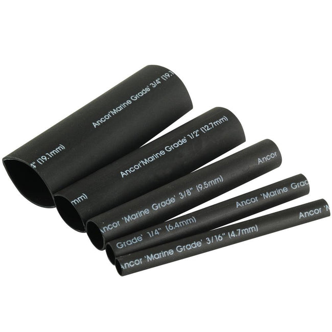 Ancor Adhesive Lined Heat Shrink Tubing Kit - 8-Pack, 3", 20 to 2/0 AWG, Black [301503] - Rough Seas Marine
