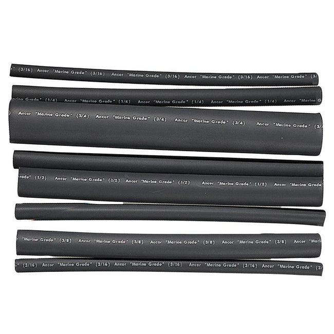 Ancor Adhesive Lined Heat Shrink Tubing - Assorted 8-Pack, 6", 20-2/0 AWG, Black [301506] - Rough Seas Marine