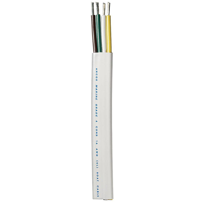 Ancor Trailer Cable - 16/4 AWG - Yellow/White/Green/Brown - Flat - 300' [154030] - Rough Seas Marine