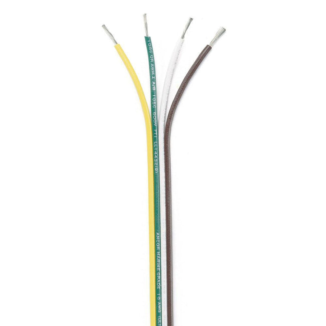Ancor Ribbon Bonded Cable - 16/4 AWG - Brown/Green/White/Yellow - Flat - 100' [154510] - Rough Seas Marine