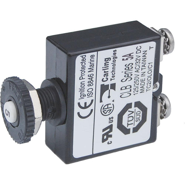Blue Sea Push Button Reset Only Screw Terminal Circuit Breaker - 5 Amps [2130] - Rough Seas Marine