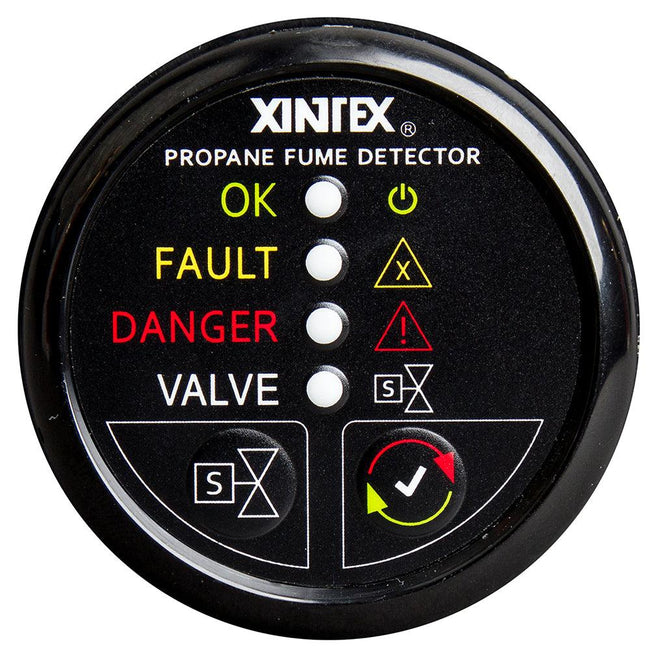 Fireboy-Xintex Propane Fume Detector w/Plastic Sensor  Solenoid Valve - Black Bezel Display [P-1BS-R] - Rough Seas Marine