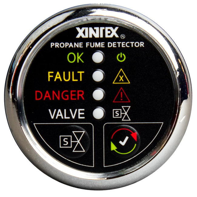 Fireboy-Xintex Propane Fume Detector w/Plastic Sensor  Solenoid Valve - Chrome Bezel Display [P-1CS-R] - Rough Seas Marine