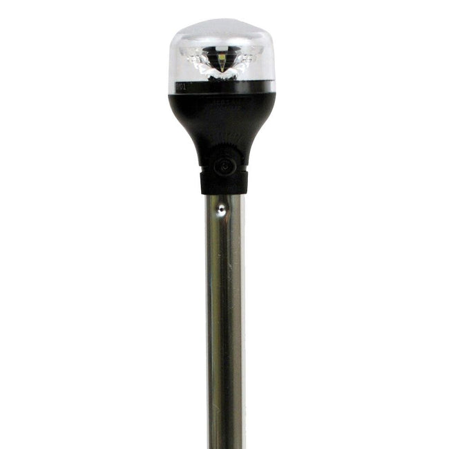 Attwood LightArmor Plug-In All-Around Light - 20" Aluminum Pole - Black Horizontal Composite Base w/Adapter [5550-PA20-7] - Rough Seas Marine