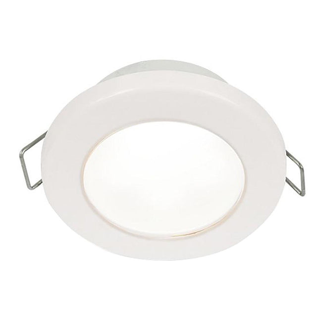 Hella Marine EuroLED 75 3" Round Spring Mount Down Light - White LED - White Plastic Rim - 12V [958110511] - Rough Seas Marine