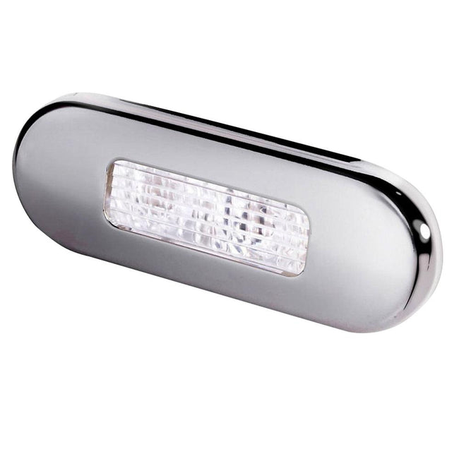Hella Marine Surface Mount Oblong LED Courtesy Lamp - White LED - Stainless Steel Bezel [980869301] - Rough Seas Marine
