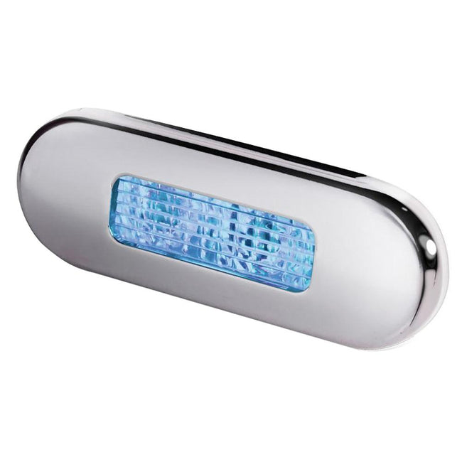 Hella Marine Surface Mount Oblong LED Courtesy Lamp - Blue LED - Stainless Steel Bezel [980869601] - Rough Seas Marine