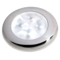 Hella Marine Slim Line LED 'Enhanced Brightness' Round Courtesy Lamp - White LED - Stainless Steel Bezel - 12V [980500521] - Rough Seas Marine