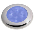 Hella Marine Slim Line LED 'Enhanced Brightness' Round Courtesy Lamp - Blue LED - Stainless Steel Bezel - 12V [980502221] - Rough Seas Marine