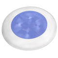 Hella Marine Slim Line LED 'Enhanced Brightness' Round Courtesy Lamp - Blue LED - White Plastic Bezel - 12V [980502241] - Rough Seas Marine