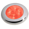 Hella Marine Slim Line LED 'Enhanced Brightness' Round Courtesy Lamp - Red LED - Stainless Steel Bezel - 12V [980507221] - Rough Seas Marine
