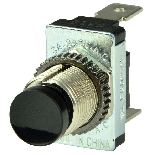 BEP Black SPST Momentary Contact Switch - OFF/(ON) [1001402] - Rough Seas Marine