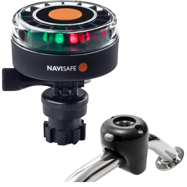 Navisafe Navilight 2NM Tricolor w/Navimount Base  Rail Mount - Black [340KIT] - Rough Seas Marine