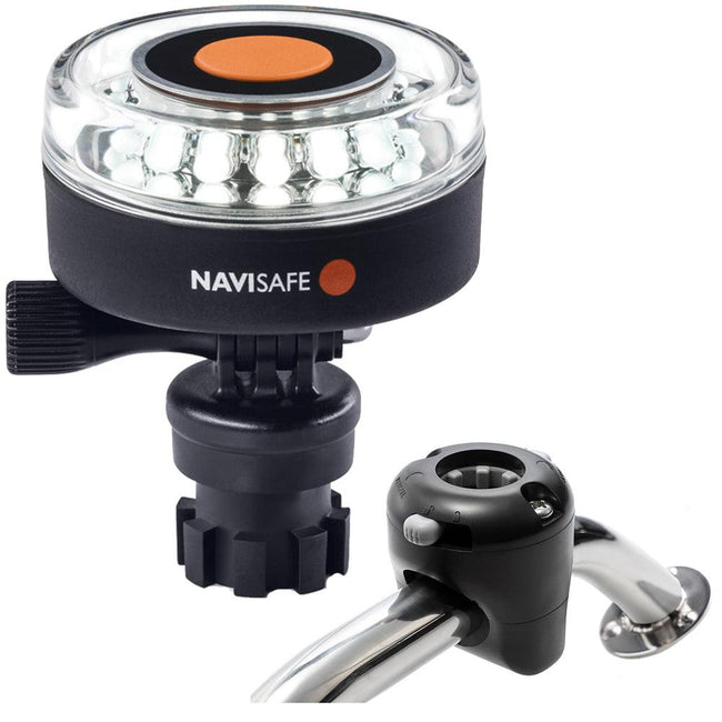 Navisafe Navilight 360 2NM White w/Navimount Base  Rail Mount - Black [040KIT] - Rough Seas Marine