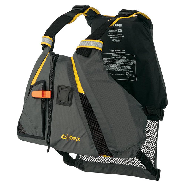 Onyx Movement Dynamic Paddle Sports Vest - Yellow/Grey - M/L [122200-300-040-18] - Rough Seas Marine