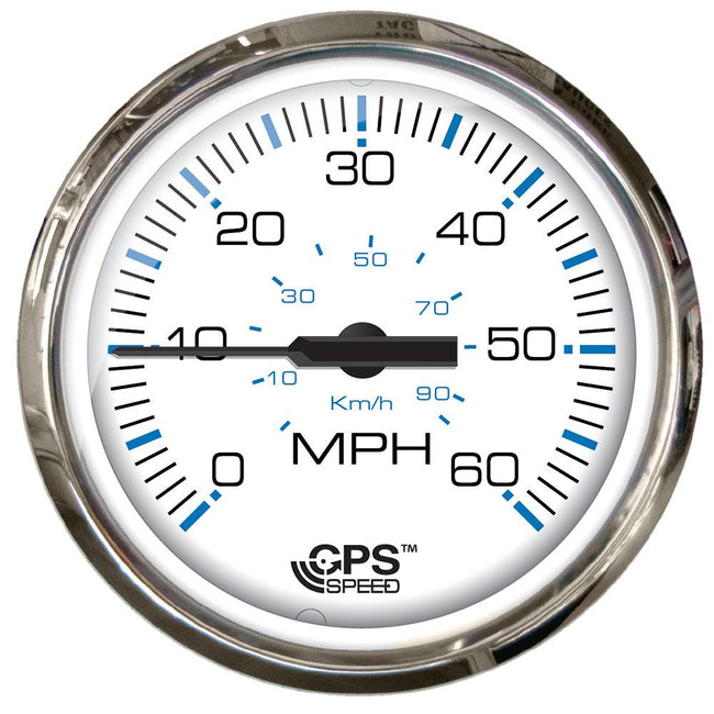 Faria Chesapeake White SS 4" Studded Speedometer - 60MPH (GPS) [33839] - Rough Seas Marine