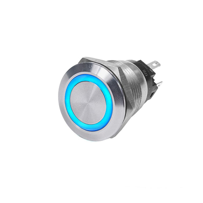 Blue Sea 4161 SS Push Button Switch - Off-(On) - Blue - 10A [4161] - Rough Seas Marine