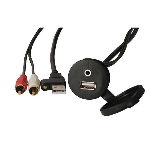 FUSION MS-CBUUSB3.5 Panel Mount USB  3.5mm Headphone Jack [010-12381-00] - Rough Seas Marine