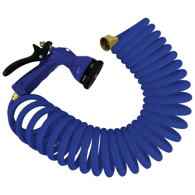 Whitecap 15 Blue Coiled Hose w/Adjustable Nozzle [P-0440B] - Rough Seas Marine