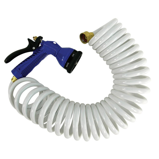 Whitecap 50 White Coiled Hose w/Adjustable Nozzle [P-0442] - Rough Seas Marine