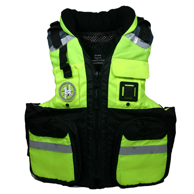 First Watch AV-800 Four Pocket Flotation Vest - Hi-Vis Yellow - Large to XL [AV-800-HV-L/XL] - Rough Seas Marine