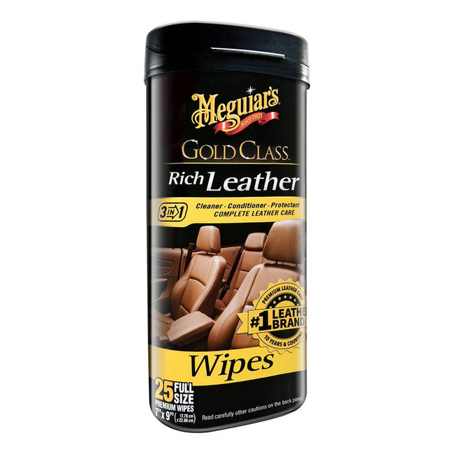 Meguiars Gold Class Rich Leather Cleaner  Conditioner Wipes [G10900] - Rough Seas Marine