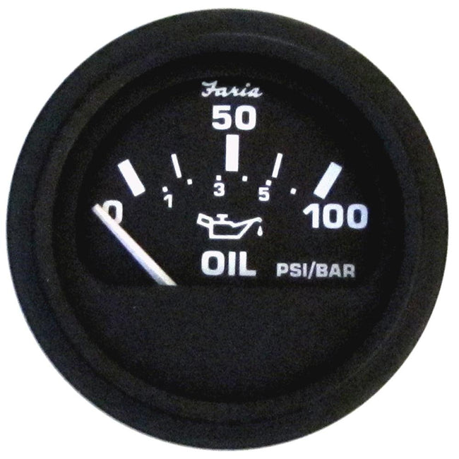 Faria Euro Black 2" Oil Pressure Gauge (100 PSI) [12845] - Rough Seas Marine