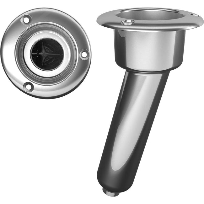 Mate Series Stainless Steel 15 Rod  Cup Holder - Drain - Round Top [C1015D] - Rough Seas Marine