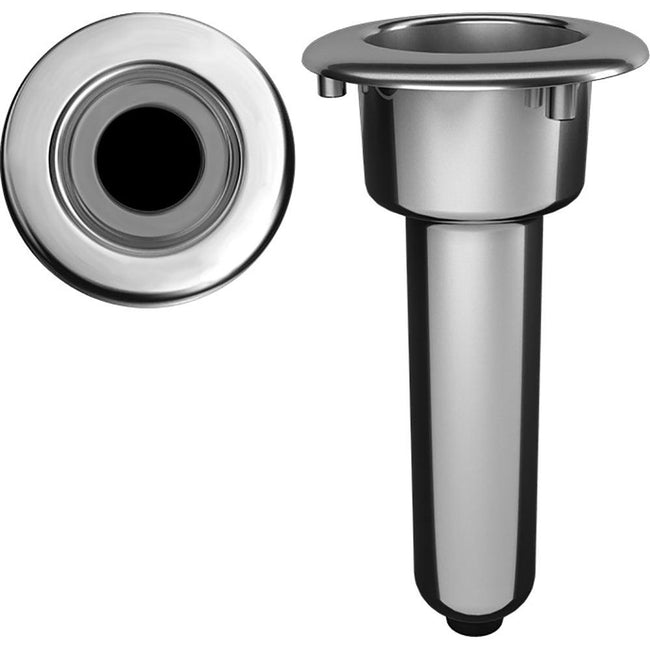 Mate Series Elite Screwless Stainless Steel 0 Rod  Cup Holder - Drain - Round Top [C1000DS] - Rough Seas Marine