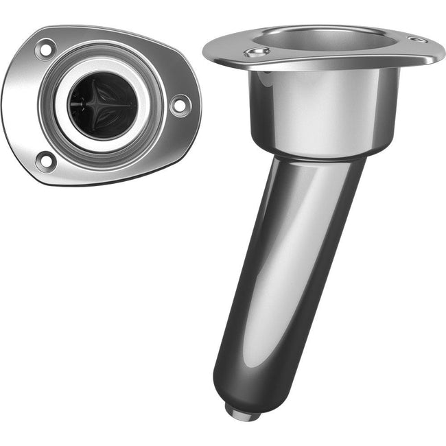 Mate Series Stainless Steel 15 Rod  Cup Holder - Drain - Oval Top [C2015D] - Rough Seas Marine