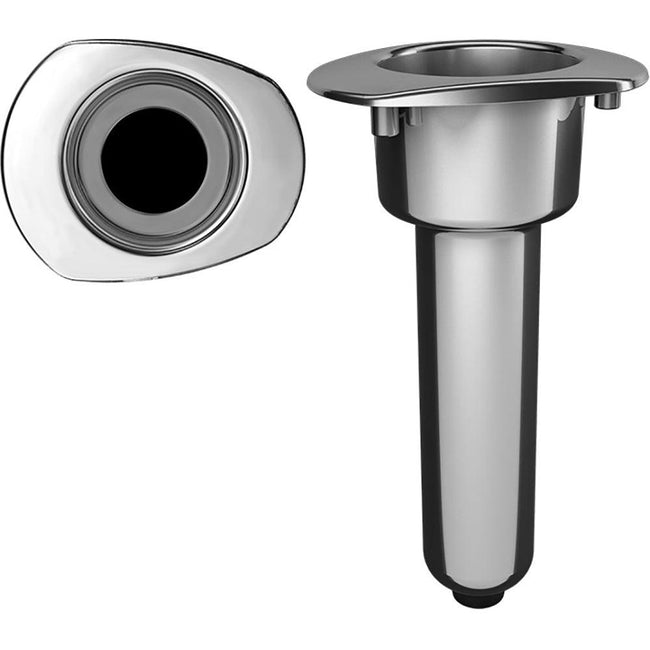Mate Series Elite Screwless Stainless Steel 0 Rod  Cup Holder - Drain - Oval Top [C2000DS] - Rough Seas Marine