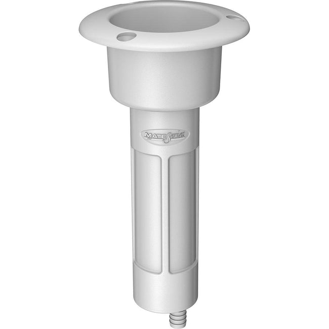 Mate Series Plastic 0 Rod  Cup Holder - Drain - Round Top - White [P1000DW] - Rough Seas Marine