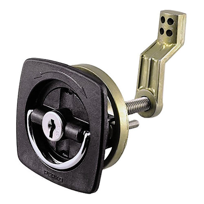 Perko Black Flush Lock - 2.5" x 2.5" w/Offset Cam Bar  Flexible Polymer Strike [0931DP1BLK] - Rough Seas Marine