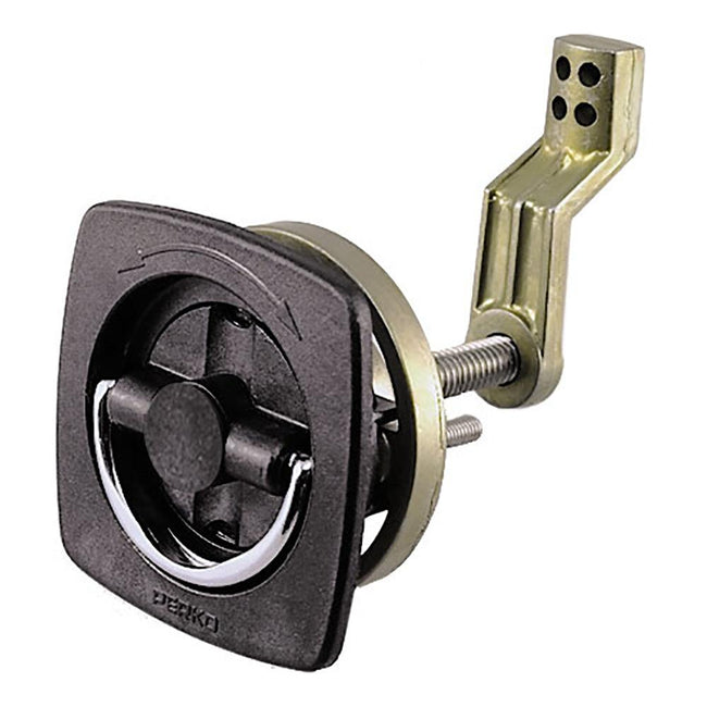 Perko Flush Latch - Non-Locking - 2.5" x 2.5" w/Offset Cam Bar  Flexible Polymer Strike [0932DP1BLK] - Rough Seas Marine