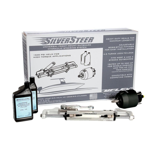 Uflex SilverSteer Universal Front Mount Outboard Hydraulic Steering System w/ UC128-SVS-1 Cylinder [SILVERSTEER1.0B] - Rough Seas Marine