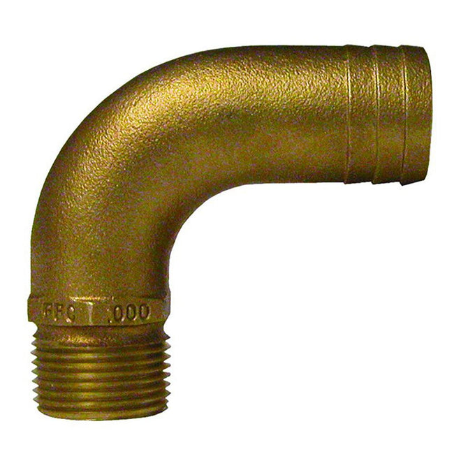 GROCO 3/4" NPT x 1" ID Bronze Full Flow 90 Elbow Pipe to Hose Fitting [FFC-750] - Rough Seas Marine