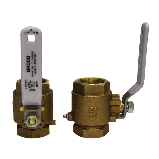 GROCO 1-1/2" NPT Bronze In-Line Ball Valve [IBV-1500] - Rough Seas Marine