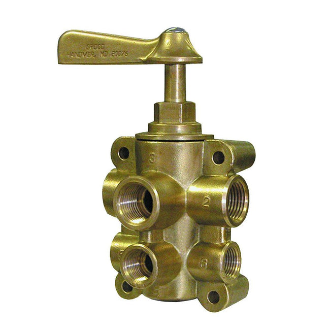 GROCO 6-Port NPT Bronze Fuel Valve 1/2" Main - 3/8" Return [FV-65038] - Rough Seas Marine