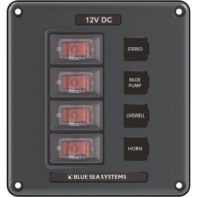 Blue Sea 4320 Circuit Breaker Switch Panel 4 Position - Gray [4320] - Rough Seas Marine