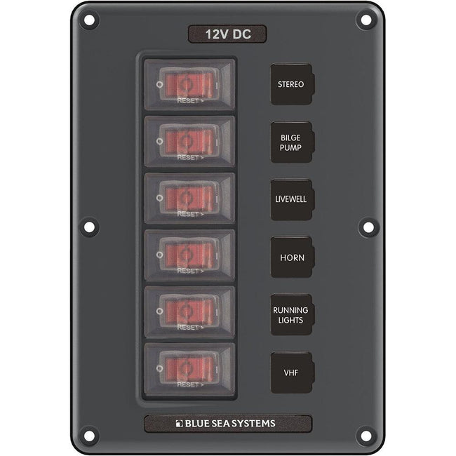 Blue Sea 4322 Circuit Breaker Switch Panel 6 Position - Gray [4322] - Rough Seas Marine