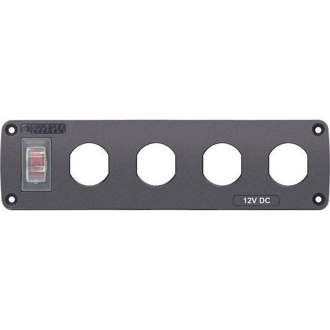 Blue Sea Water Resistant USB Accessory Panel - 15A Circuit Breaker, 4x Blank Apertures [4369] - Rough Seas Marine