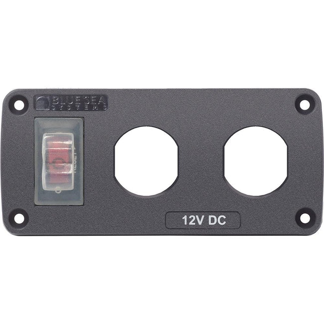 Blue Sea 4364 Water Resistant USB Accessory Panel - 15A Circuit Breaker, 2x Blank Apertures [4364] - Rough Seas Marine