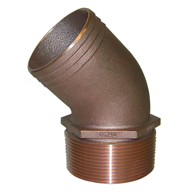 GROCO 1-1/2" NPT Bronze 45 Degree Pipe to 1-1/2" Hose [PTHD-1500] - Rough Seas Marine
