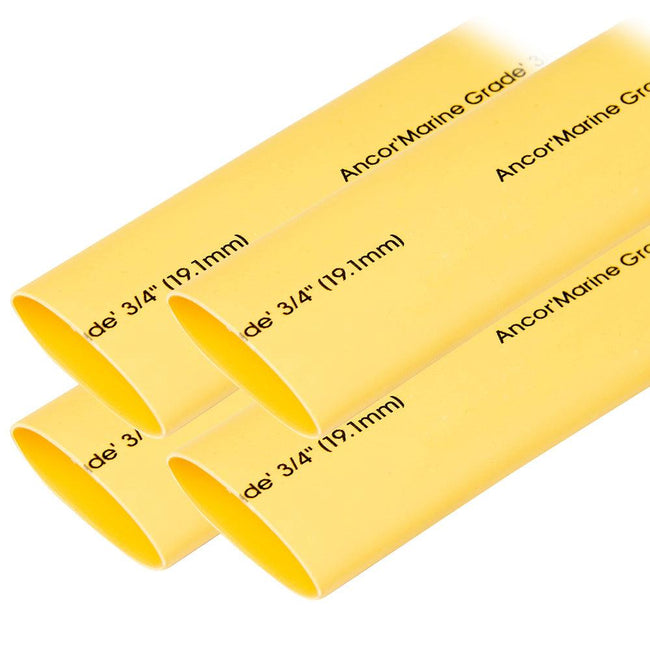 Ancor Heat Shrink Tubing 3/4" x 6" - Yellow - 4 Pieces [306906] - Rough Seas Marine