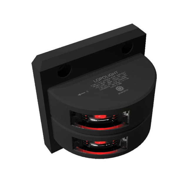 Lopolight Series 301-002 - Double Stacked Port Sidelight - 2NM - Vertical Mount - Red - Black Housing [301-002ST-B] - Rough Seas Marine